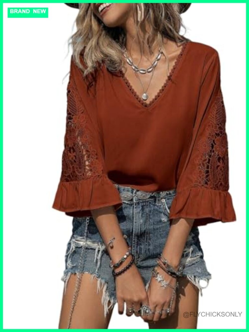 Womens Blouse V Neck 3/4 Sleeve Pullover Top Business Casual Spring